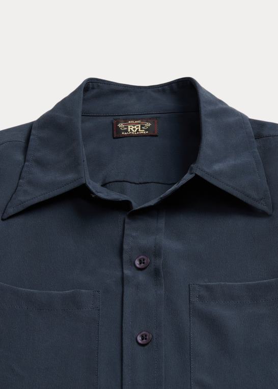 flåde Kvinder Ralph Lauren silke crepe bluse Z426B3662