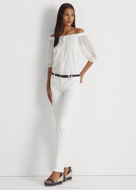 hvid Kvinder Ralph Lauren bluse i bomuldsøje Z426B3915