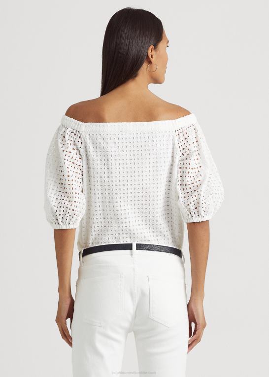 hvid Kvinder Ralph Lauren bluse i bomuldsøje Z426B3915