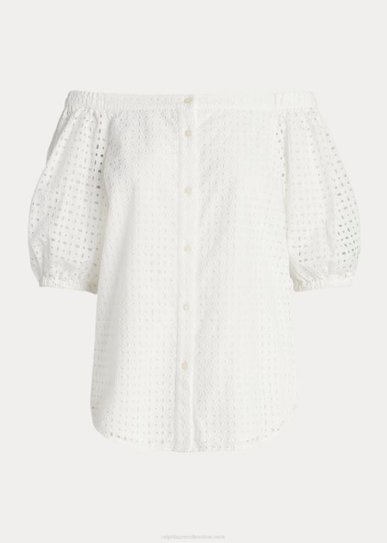 hvid Kvinder Ralph Lauren bluse i bomuldsøje Z426B4366