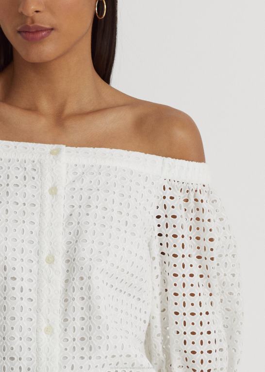 hvid Kvinder Ralph Lauren bluse i bomuldsøje Z426B4366