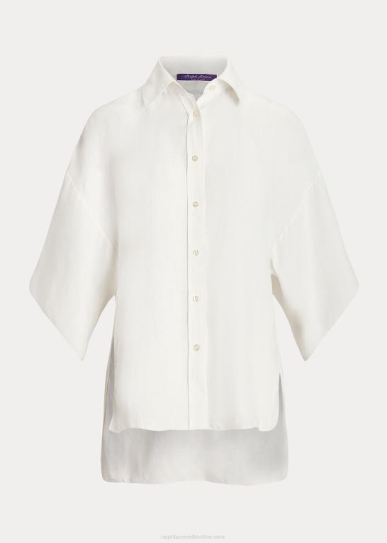 keramisk hvid Kvinder Ralph Lauren soloman bluse i hør Z426B9316