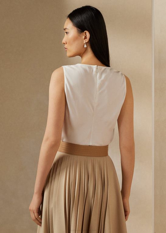 lux creme Kvinder Ralph Lauren gwinnett vasket satin bluse Z426B9266
