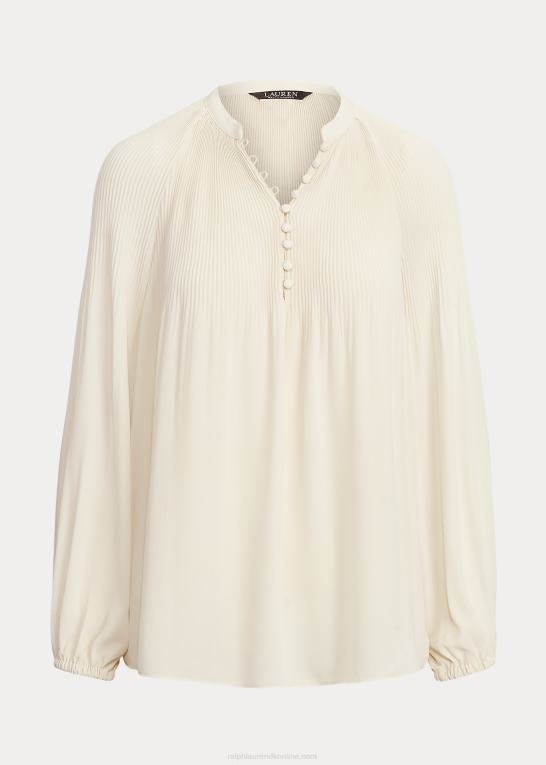 mascarpone creme Kvinder Ralph Lauren plisseret georgette bluse Z426B4183