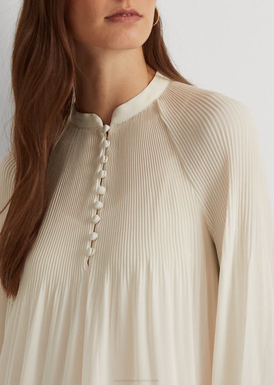 mascarpone creme Kvinder Ralph Lauren plisseret georgette bluse Z426B4183