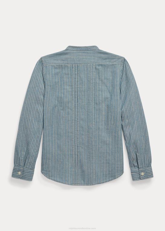 medium indigo/naturlig Kvinder Ralph Lauren stribet bluse med flæsekant Z426B3657