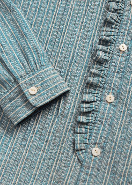 medium indigo/naturlig Kvinder Ralph Lauren stribet bluse med flæsekant Z426B3657