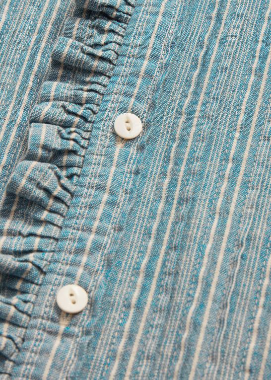 medium indigo/naturlig Kvinder Ralph Lauren stribet bluse med flæsekant Z426B3657
