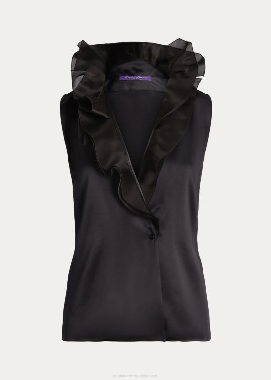 sort Kvinder Ralph Lauren carlynn silkebluse med flæsekant Z426B3577