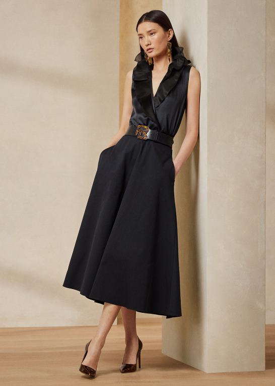 sort Kvinder Ralph Lauren carlynn silkebluse med flæsekant Z426B3577
