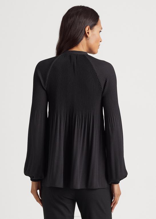 sort Kvinder Ralph Lauren plisseret georgette bluse Z426B4184