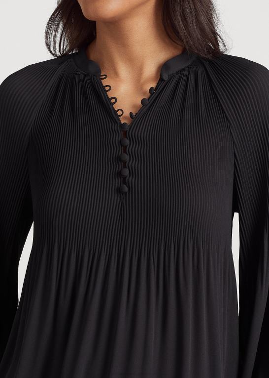 sort Kvinder Ralph Lauren plisseret georgette bluse Z426B4184