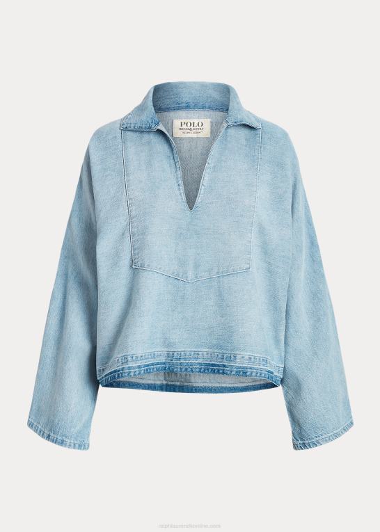 bavaro vask Kvinder Ralph Lauren afslappet pasform bomuld-hør twill top Z426B3026