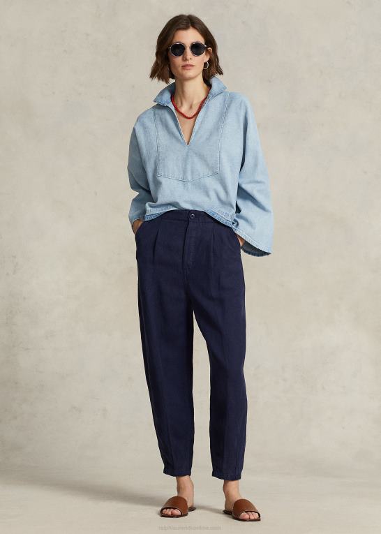 bavaro vask Kvinder Ralph Lauren afslappet pasform bomuld-hør twill top Z426B3026