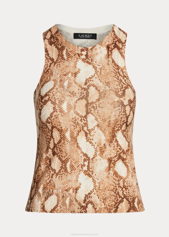 creme multi Kvinder Ralph Lauren tanktop i bomuldsblanding med slangeskindstryk Z426B9508
