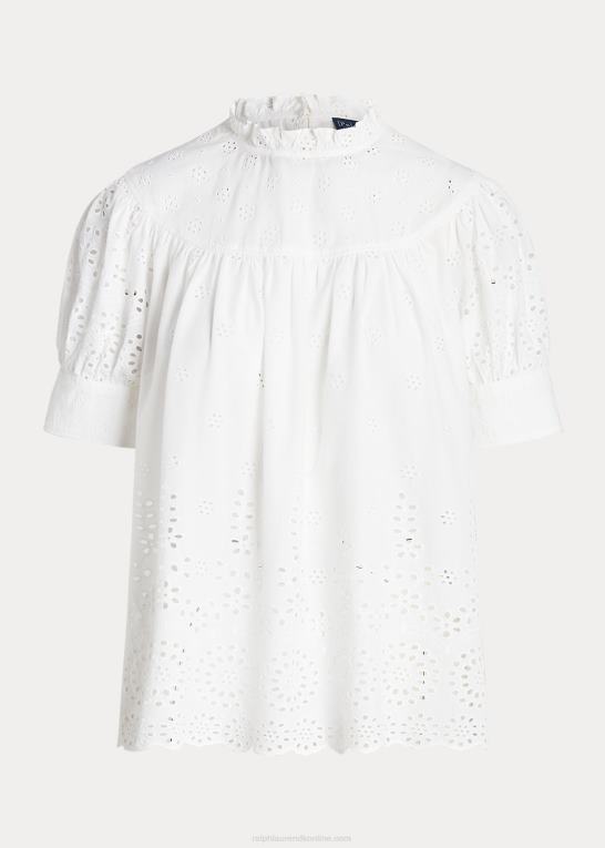 hvid Kvinder Ralph Lauren øjebroderet top i bomuld Z426B2968