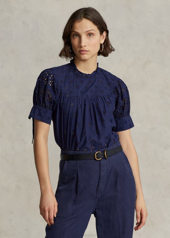 newport flåde Kvinder Ralph Lauren øjebroderet top i bomuld Z426B2969