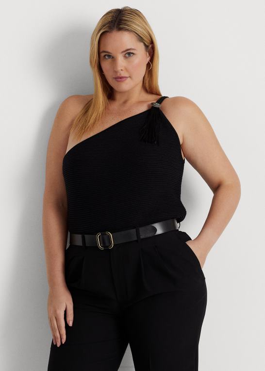 sort Kvinder Ralph Lauren en-skulder top i bomuldsblanding Z426B4769