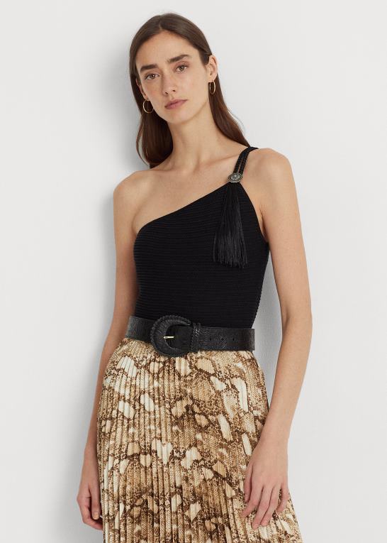 sort Kvinder Ralph Lauren en-skulder top i bomuldsblanding Z426B4895