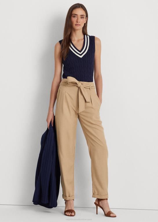 birkebrun Kvinder Ralph Lauren bælte twill cropped pant Z426B4008