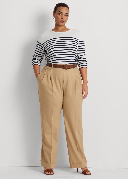 birkebrun Kvinder Ralph Lauren plisseret uld-blanding twill bukser Z426B4702