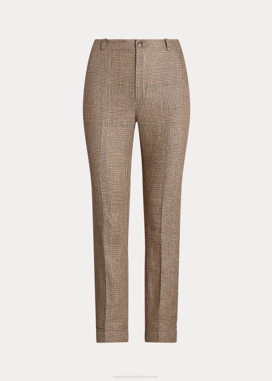 brun/cremefarvet multi Kvinder Ralph Lauren glen plaid ankelbukser i hør Z426B4040