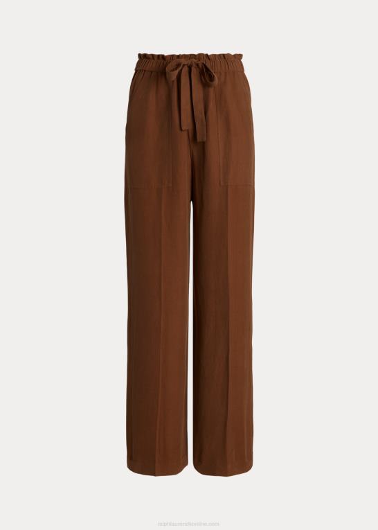 chokolade brun Kvinder Ralph Lauren bukser med brede ben i silkeblanding Z426B3171