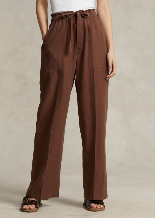 chokolade brun Kvinder Ralph Lauren bukser med brede ben i silkeblanding Z426B3171