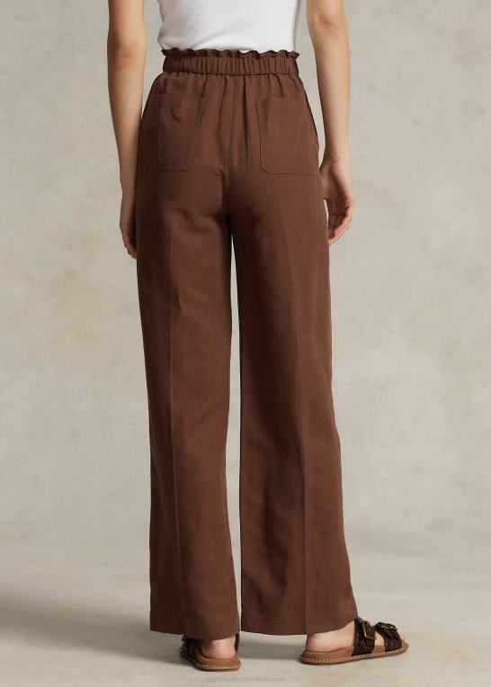 chokolade brun Kvinder Ralph Lauren bukser med brede ben i silkeblanding Z426B3171