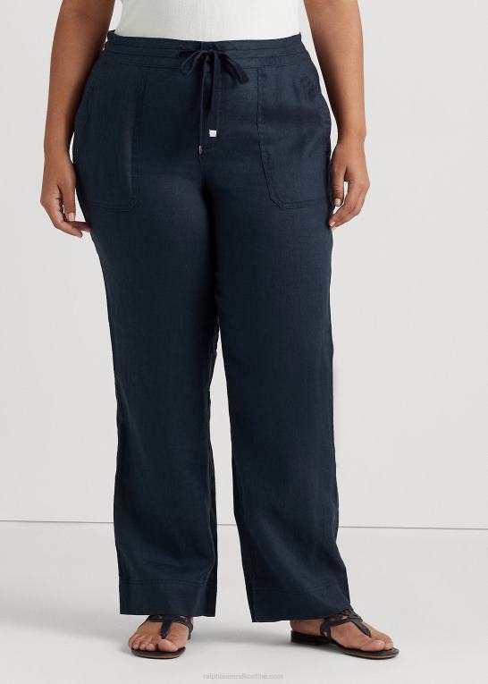 flåde Kvinder Ralph Lauren hørbukser med brede ben Z426B4665