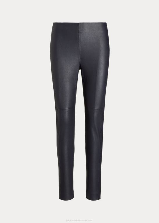 flåde Kvinder Ralph Lauren skinny ankelbukser i stretchlæder Z426B9558