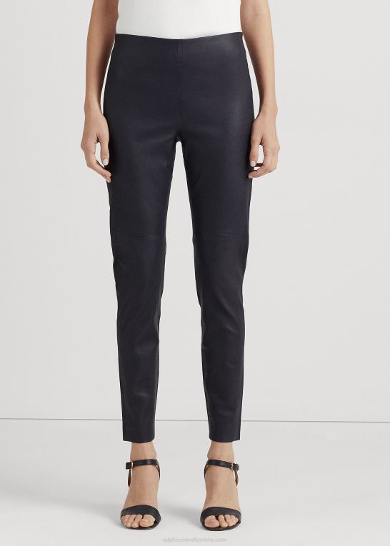 flåde Kvinder Ralph Lauren skinny ankelbukser i stretchlæder Z426B9558
