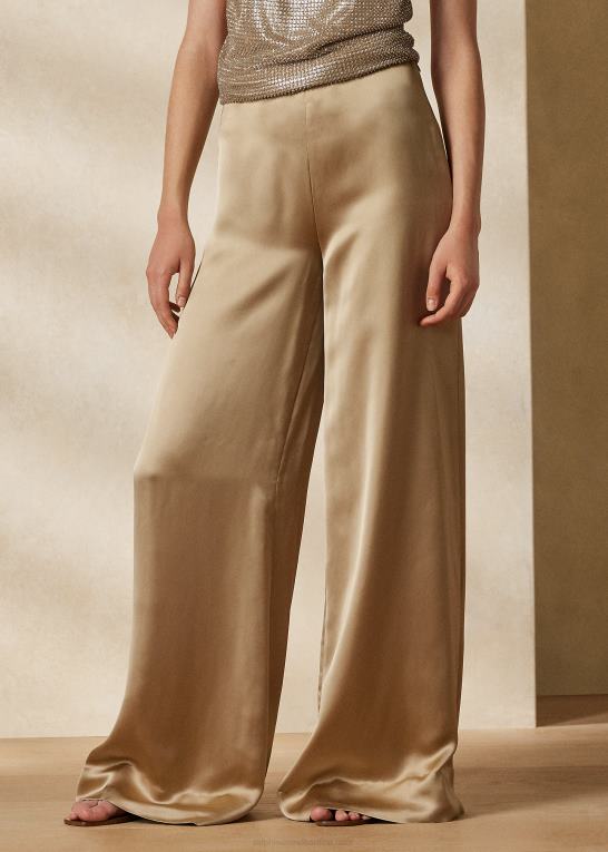 honning Kvinder Ralph Lauren daria vaskede satinbukser Z426B3537