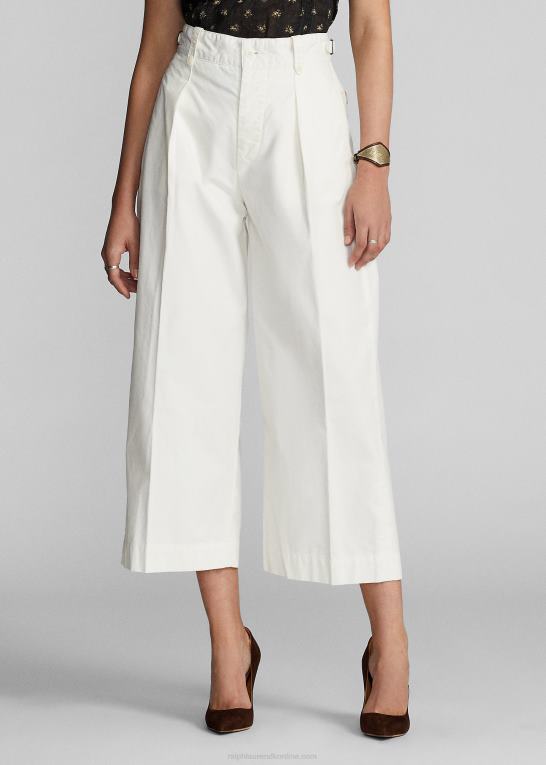 hvid Kvinder Ralph Lauren cropped poplin bukser med brede ben Z426B3664