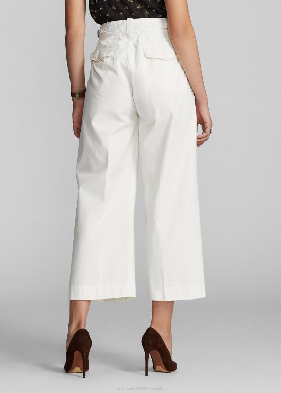 hvid Kvinder Ralph Lauren cropped poplin bukser med brede ben Z426B3664