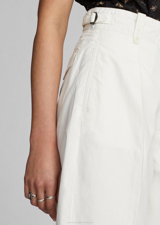 hvid Kvinder Ralph Lauren cropped poplin bukser med brede ben Z426B3664