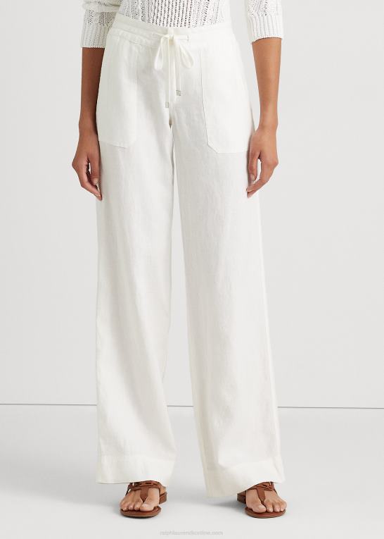 hvid Kvinder Ralph Lauren hørbukser med brede ben Z426B3964