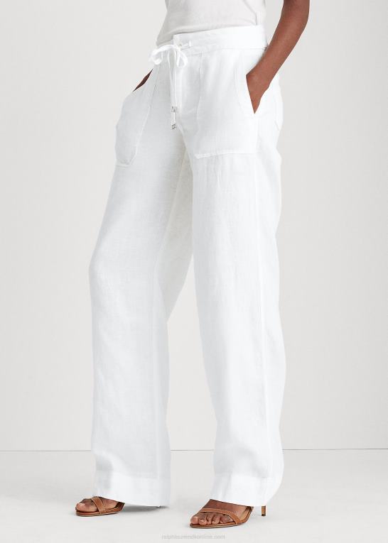 hvid Kvinder Ralph Lauren hørbukser med brede ben Z426B3964