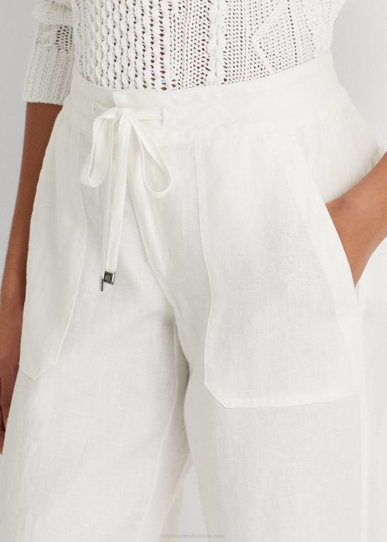 hvid Kvinder Ralph Lauren hørbukser med brede ben Z426B3964