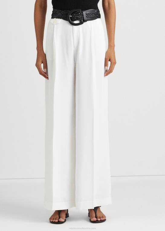hvid Kvinder Ralph Lauren plisseret georgette bukser Z426B9560