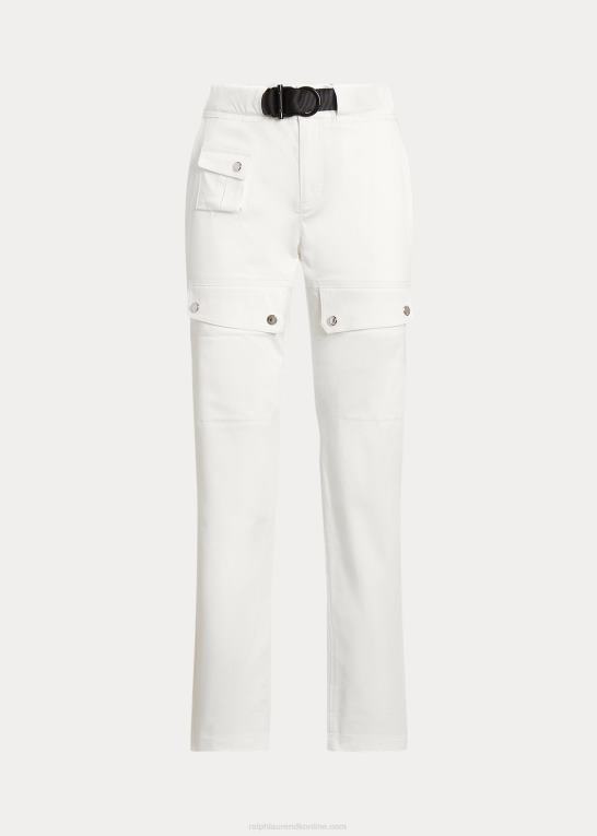 hvid Kvinder Ralph Lauren satin cargo bukser med bælte Z426B3863
