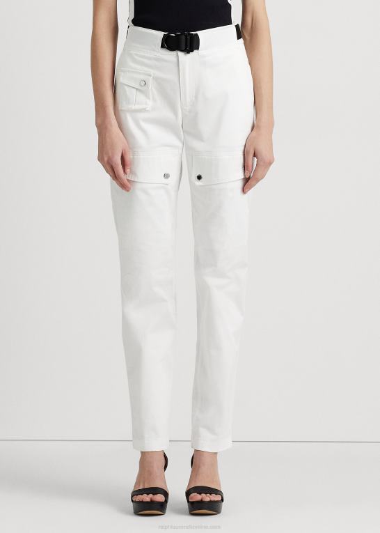 hvid Kvinder Ralph Lauren satin cargo bukser med bælte Z426B3863