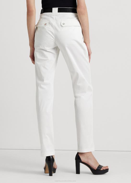 hvid Kvinder Ralph Lauren satin cargo bukser med bælte Z426B3863