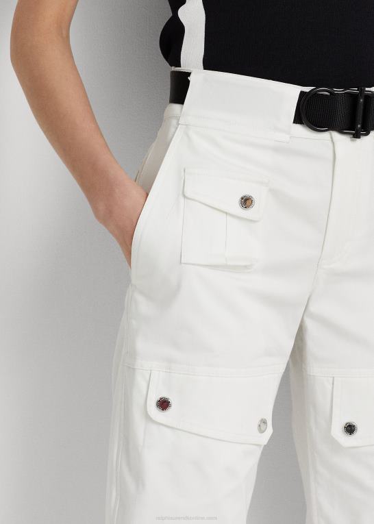 hvid Kvinder Ralph Lauren satin cargo bukser med bælte Z426B3863