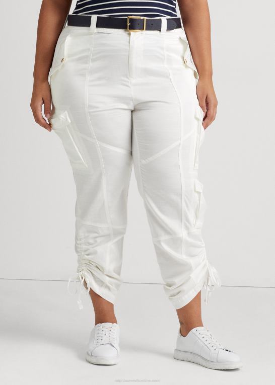 hvid Kvinder Ralph Lauren shantung cargo bukser Z426B4800