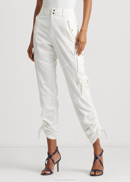 hvid Kvinder Ralph Lauren shantung cargo bukser Z426B9555