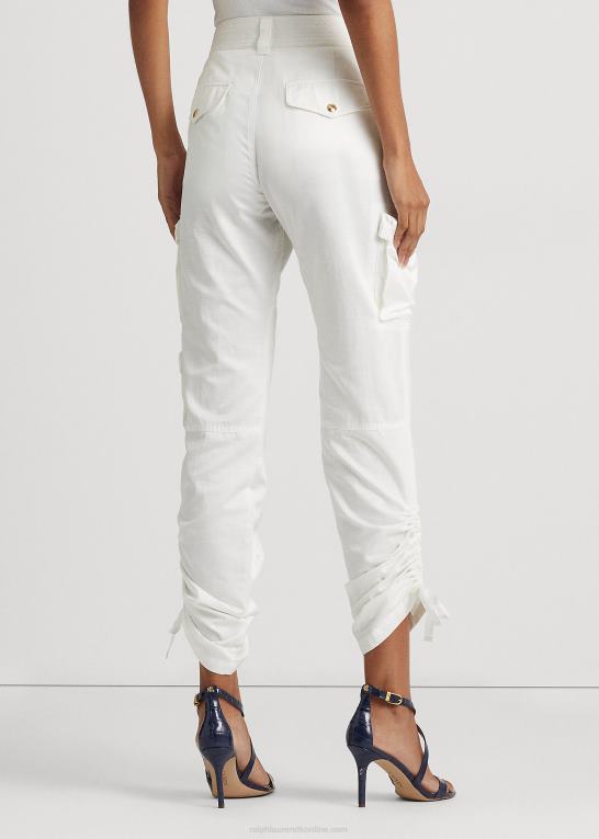 hvid Kvinder Ralph Lauren shantung cargo bukser Z426B9555