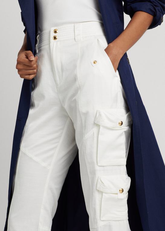 hvid Kvinder Ralph Lauren shantung cargo bukser Z426B9555