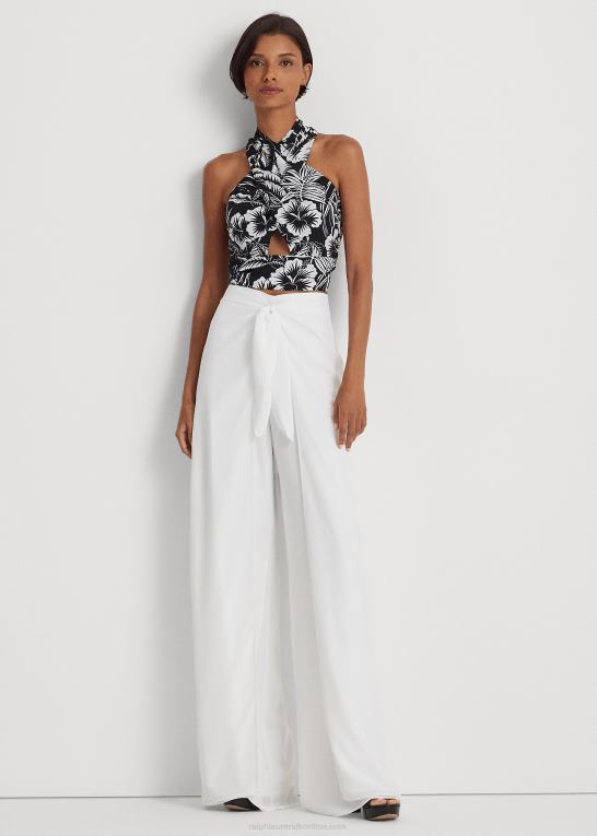 hvid Kvinder Ralph Lauren tie-front crepe bukser Z426B3888