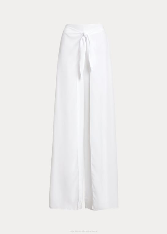 hvid Kvinder Ralph Lauren tie-front crepe bukser Z426B3888